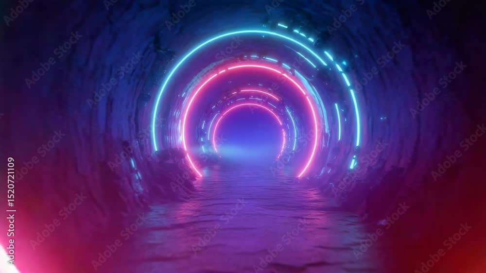 VJ Neon Tunnel Portal With Colorful Glow Animation Loop