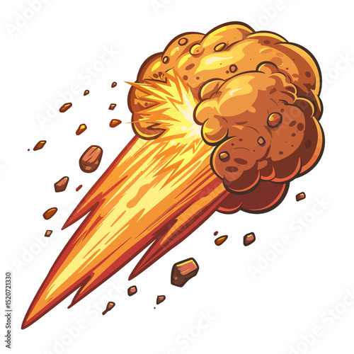 Meteor isolated white background 