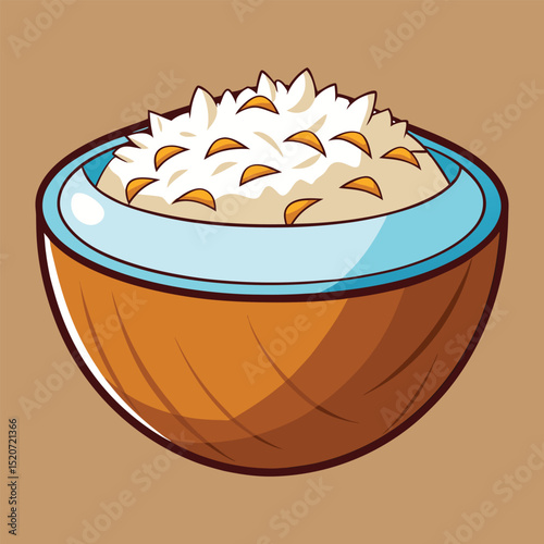 Coconut shaving  vector art illustration.