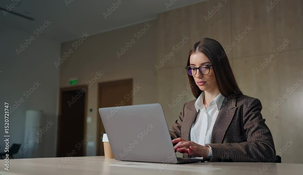 Woman working on laptop in office Woman working on laptop in office