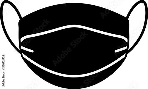 Disposable Face Mask Silhouette Vector Illustration