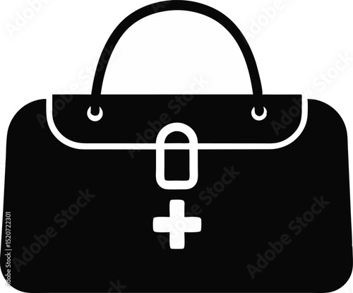 Doctor S Bag Silhouette Vector Illustration 