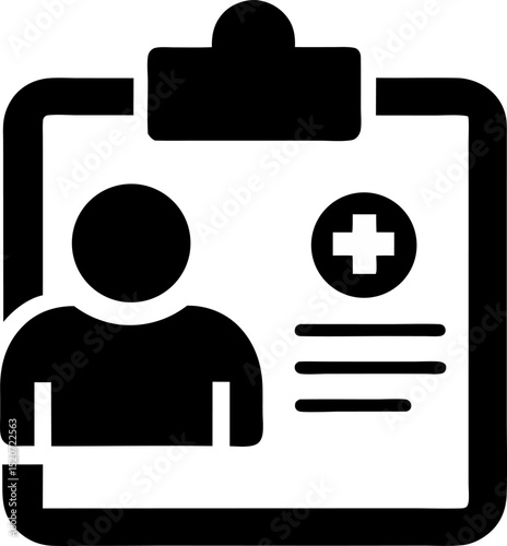 E Health Record Icon Silhouette Vector Illustration