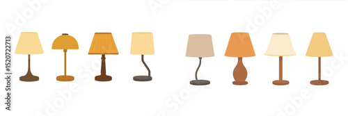 Collection of stylish table lamps showcasing various designs and colors displayed together