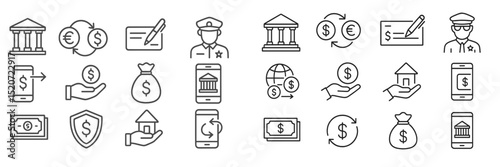 Illustration of financial transactions and security measures in banking including checks, law enforcement, and digital payments