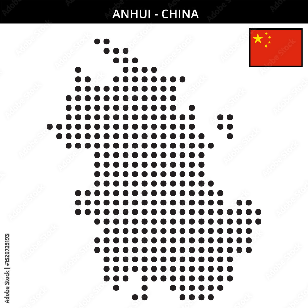 Fototapeta premium Big dots map of Anhui in China