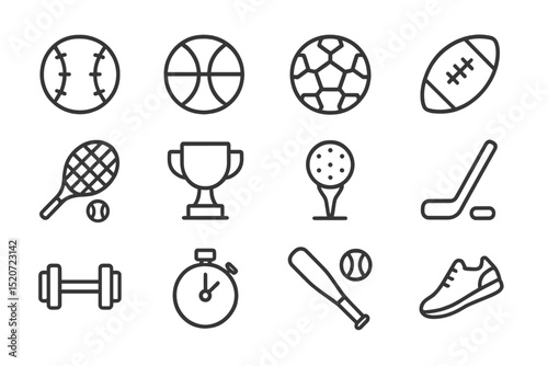 Collection of various sports equipment including balls, racquets, and trophies suitable for different types of games and athletics