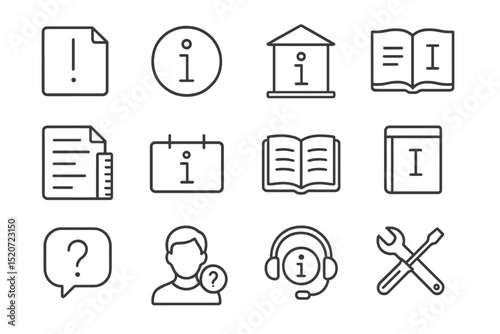 Information icons collection featuring various symbols useful for communication in digital design