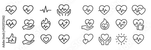 Heart symbols representing health, love, and connection created in minimalist style on a white background