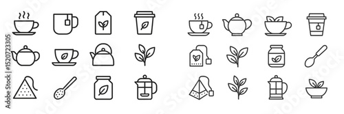 Enjoying a variety of tea and coffee icons reflecting different brewing methods and tea time essentials