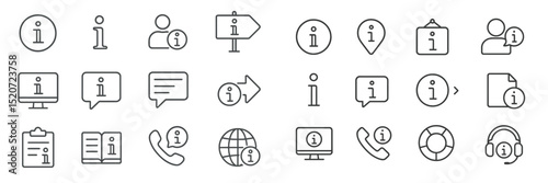 Collection of information icons representing various ways to access details and assistance in everyday situations