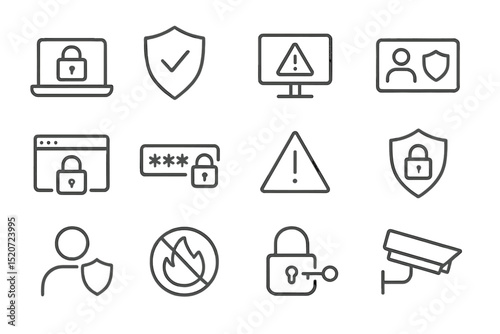 Security icons display representing various aspects of online safety and data protection in a modern digital workspace