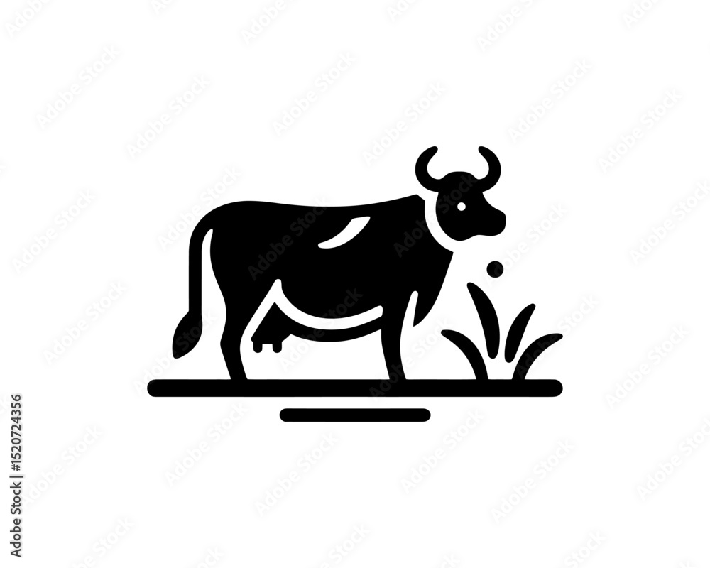 Fototapeta premium Full body cow shape in silhouette design