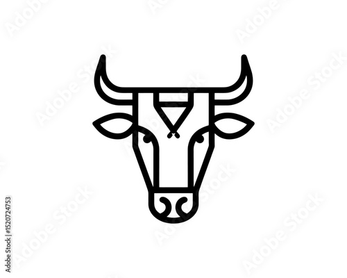 Cow head line art icon for branding