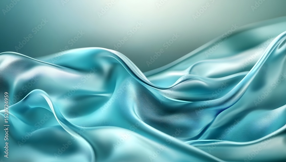 Obraz premium Abstract blue and teal background with a shiny, wavy liquid cloth texture.