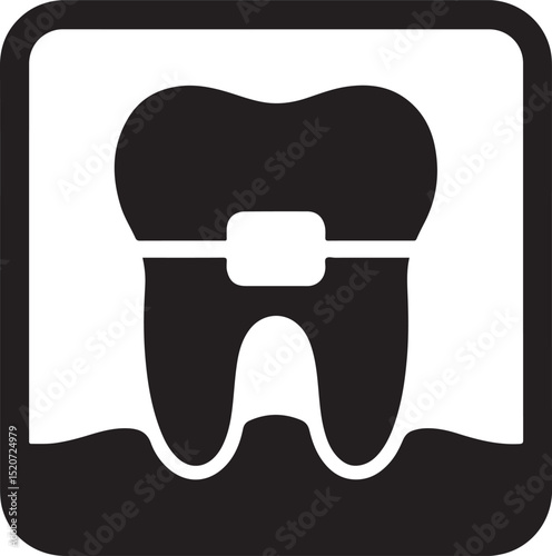 Silhouette vector X-ray tooth icon perfect for dental, medical, and health care themed professional designs.