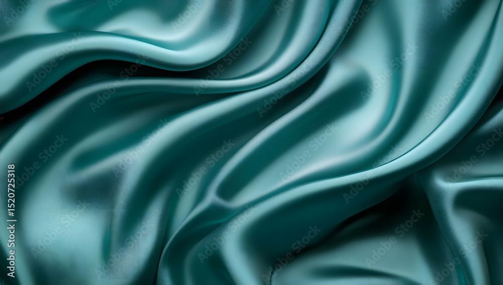 Obraz premium Abstract blue and teal background with a shiny, wavy liquid cloth texture.