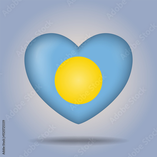 Palau flag heart button Isolated on color gradient background. Banner flag Vector Illustrator