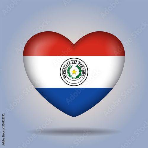 Paraguay flag heart button Isolated on color gradient background. Banner flag Vector Illustrator