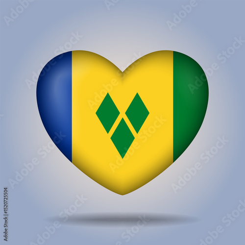 ST. Vincent Grenadines flag heart button Isolated on color gradient background. Banner flag Vector Illustrator