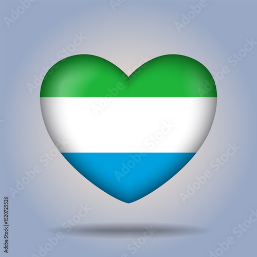 Sierra Leone flag heart button Isolated on color gradient background. Banner flag Vector Illustrator