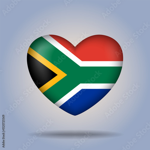 South Africa flag heart button Isolated on color gradient background. Banner flag Vector Illustrator