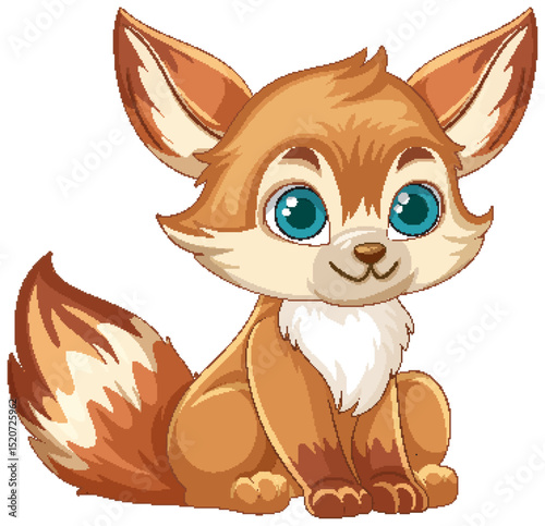 Cute Cartoon Fox with Big Blue Eyes