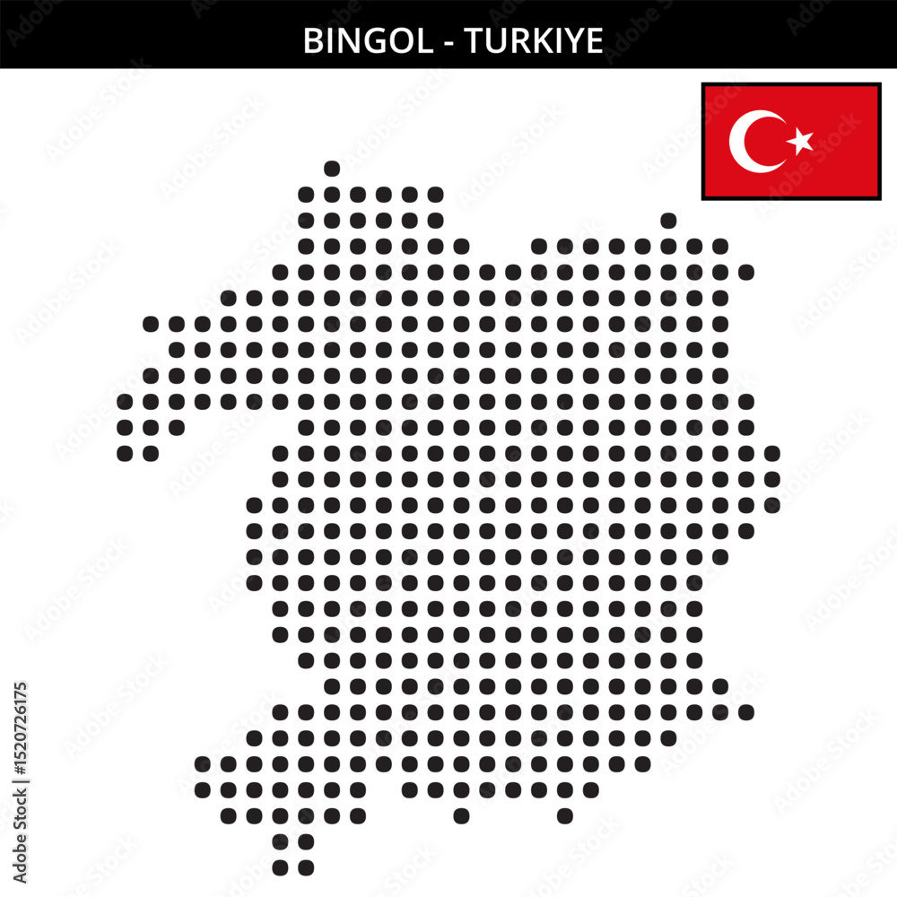 Fototapeta premium Big dots map of Bingol in Turkiye