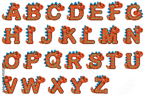 Dinosaur-Themed Alphabet Vector Illustration