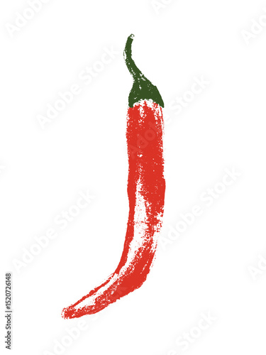 Crayon style vector doodle chili pepper and jalapeno. Hand drawn icon for food labels, cosmetic packaging, kitchen decor, and extended license design projects.