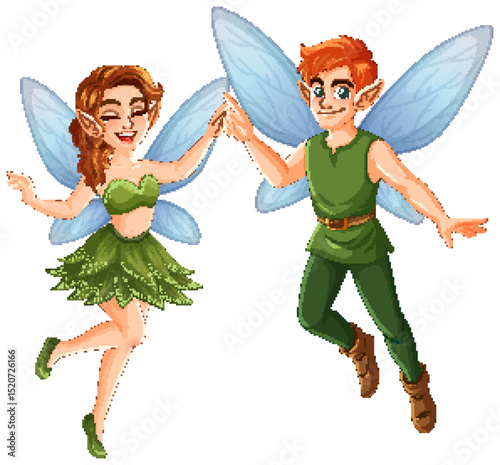 Charming Fairy Duo in Whimsical Dance