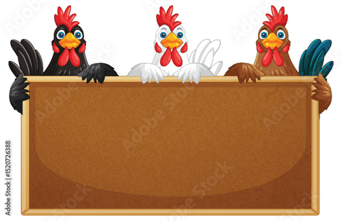 Chickens Holding a Blank Sign