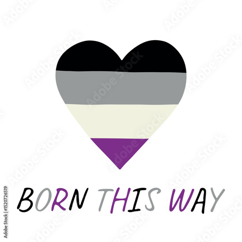 Colorful heart shape Asexual pride flag Happy pride day LGBTQIA community Pride Month Vector hand drawn doodle for posters, stickers, logo, cards