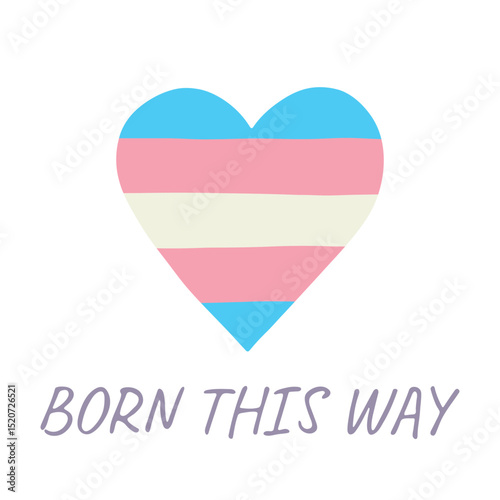 Colorful heart shape Transgender pride flag Happy pride day LGBTQIA community Pride Month Vector hand drawn doodle for posters, stickers, logo, cards