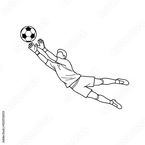 Football Goalkeeping Action Line Art Illustration
