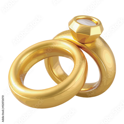 3D Gold Ring vector art.