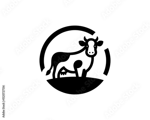 Black cow logo for farm or dairy use