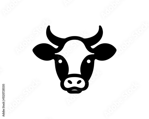 Solid cow head vector for identity logo