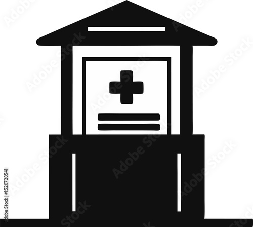 Health Info Kiosk Silhouette Vector Illustration