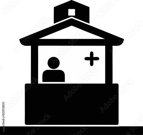 Health Info Kiosk Silhouette Vector Illustration