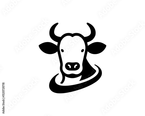 Farm animal cow icon in bold style