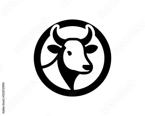 Minimal cow icon in clean silhouette vector