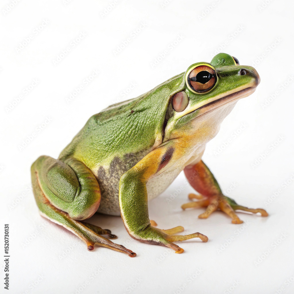 Naklejka premium Realistic croaky frog illustration on white background high-quality animal artwork