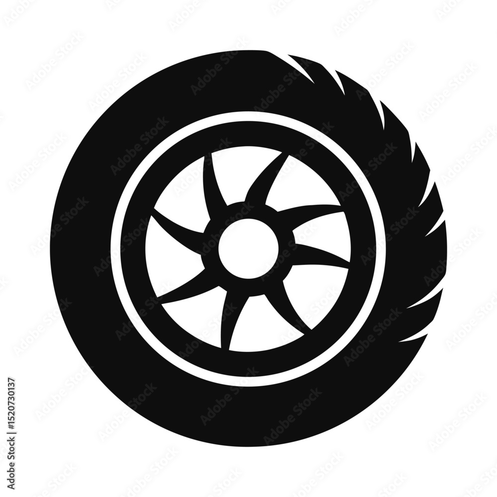 Obraz premium Silhouette of a car tire