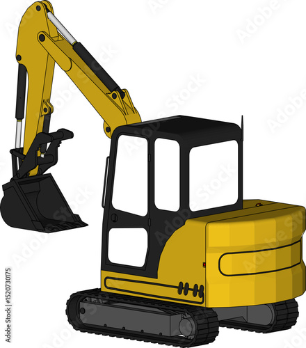 Mini excavator isolated on a white background.