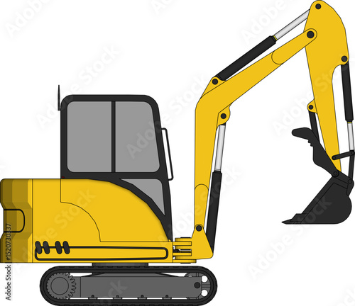 Mini excavator isolated on a white background.