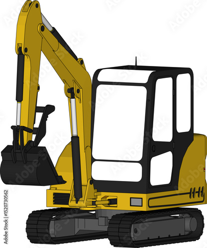 Mini excavator isolated on a white background.