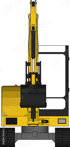 Mini excavator isolated on a white background.