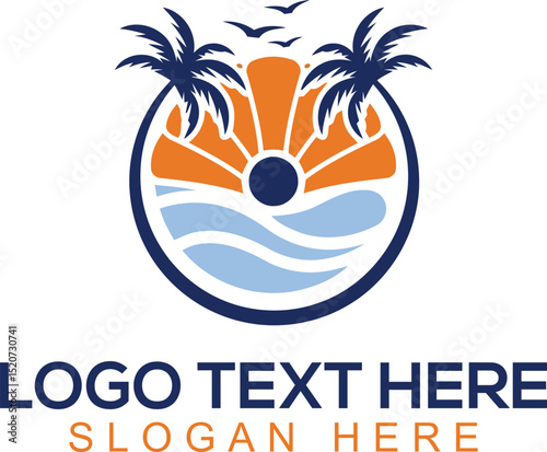 beach ,travel agency and adventure outdoor logo