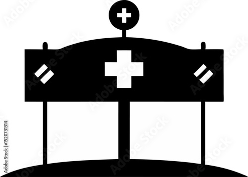 Hospital Signboard Silhouette Vector Illustration
